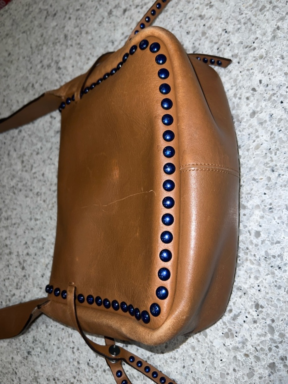 Coach Brown Leather Rivets Dakotah Crossbody Bag AS IS - Picture 5 of 14